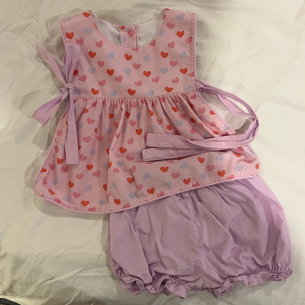 Pink Heart Baby Outfit with Bloomers